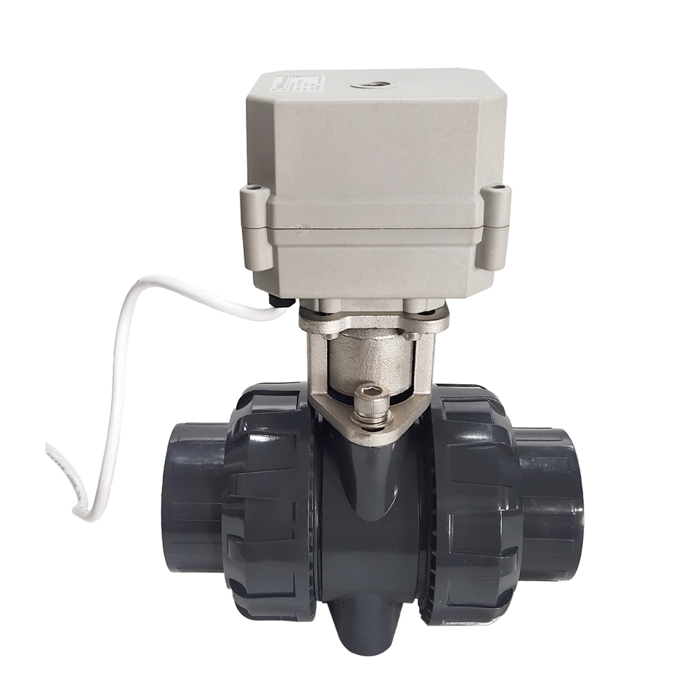 U-PVC 電動(dòng)球閥二通活由壬連接，電動(dòng)PVC閥門(mén)帶10Nm執(zhí)行器DC12V,DC24V,AC24V,220V 帶指示帶信號(hào)反饋